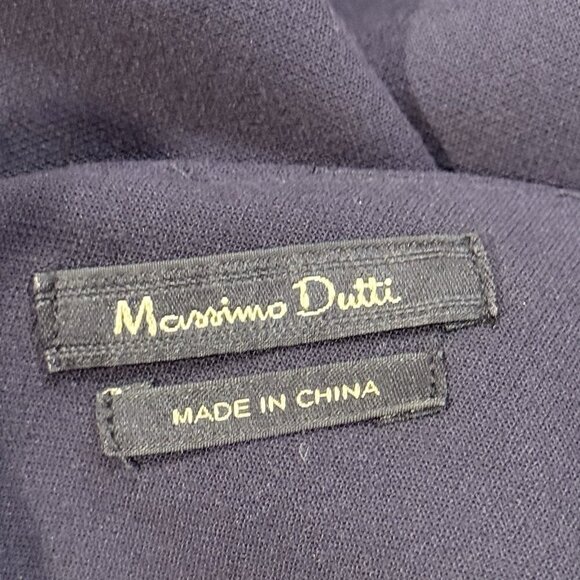 Massimo Dutti Navy Midi Dress Puff Sleeve Old Money Office Siren Womens Size 6 - Picture 11 of 16